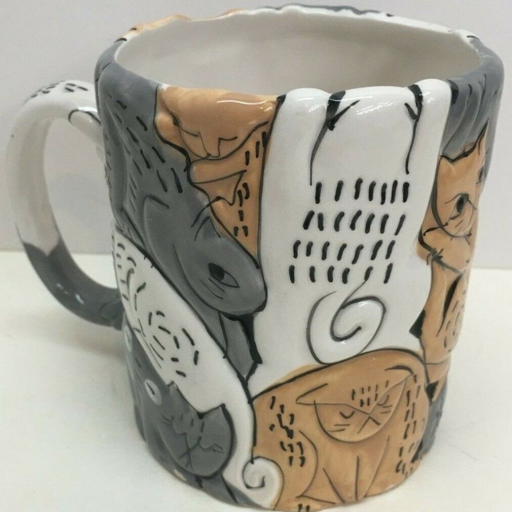 Unique Think geek 16 Oz Cat Embossed 3D Mug Tea Cup With Mouse inside 014